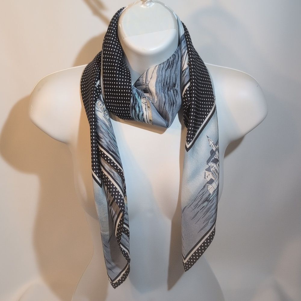 Talbots Black and White SILK Scarf - Picture 7 of 10